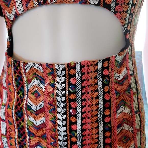 Rare London Cut-Out Midriff Sequin Dress. - Picture 4 of 14